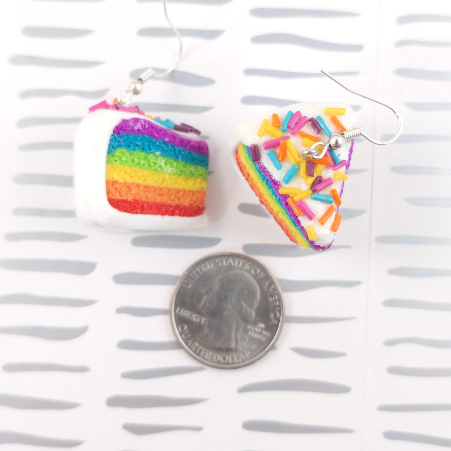 Rainbow cake earrings