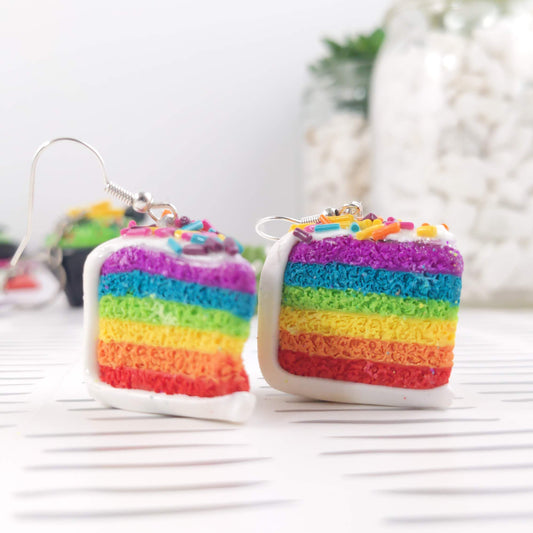 Rainbow cake earrings