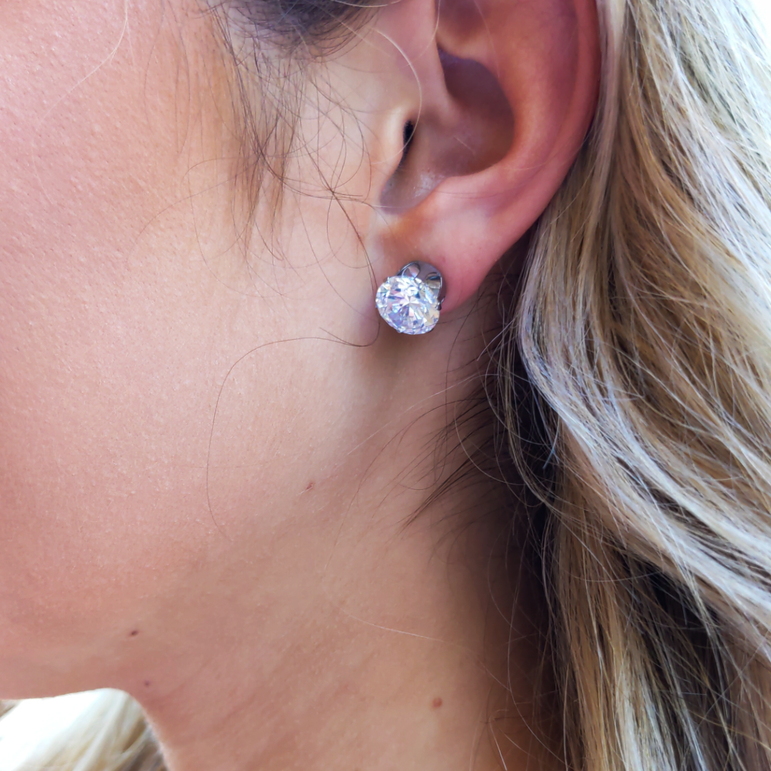 10 mm Round CZ Stud Earrings