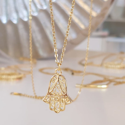 Hamsa charm necklace